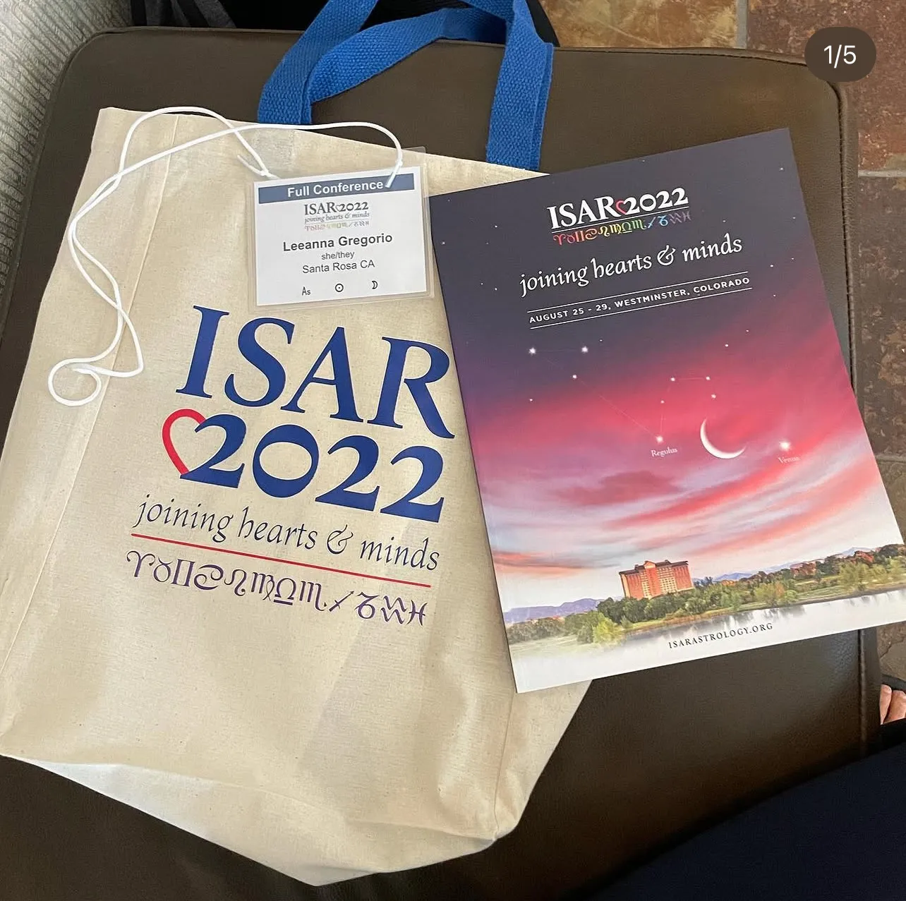 ISAR 2022 conference badge and program for Leeanna Gregorio